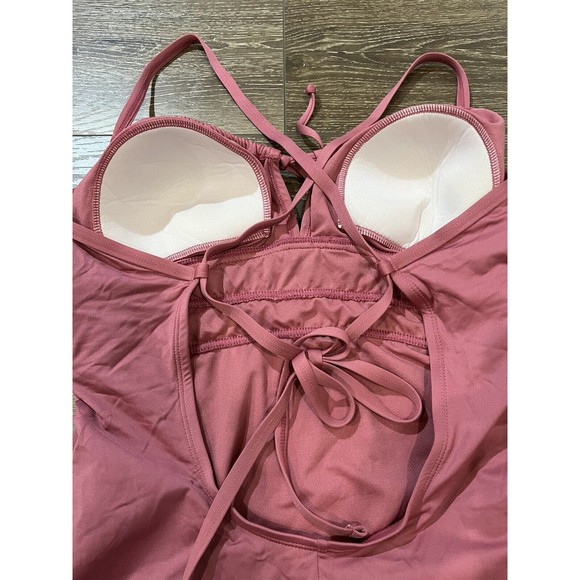 Women's Kona Sol Gathered Modern One Piece Swimsuit Mauvewood Large swim 1222 - Picture 7 of 10